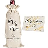 Mr Mrs Wine Bag Engagement Gift for Bride and Groom, Wedding Gifts for Couples Newlyweds - Bridal Shower Gifts for Bachelorette Future Mrs. - Wedding Registry Ideas, Valentine's Day Essentials