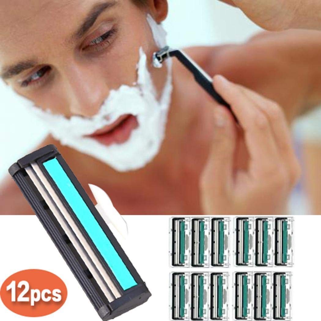 Qenci 12 Pcs Men Shaving Razor Blades Knives Razor Blade Face Care Tools Cartridges