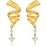 Cicy Bell Womens Platinum Plated Cubic Zirconia Elegant Twsit Wave Scrub Dangle Earrings for Gifts