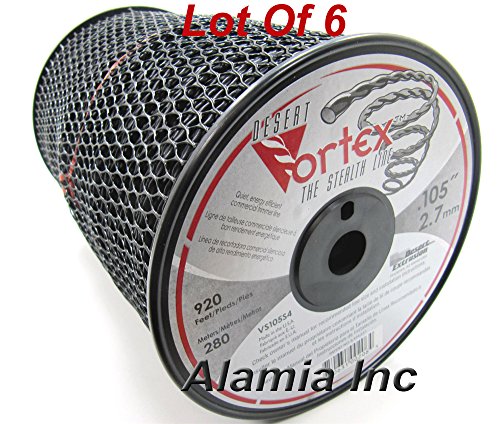 Lot of 6 Rolls Black Vortex 105 Commercial Trimmer Line 5-Lbs. Large Spool 920 Feet each, MADE IN USA