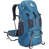 Bseash 50L Hiking Backpack, Water Resistant Lightweight Outdoor Sport Daypack Travel Bag for Camping Climbing Skiing Cycling (Blue Green - With Shoe Compartment)