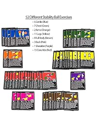 Stack 52 - Tarjetas de ejercicio, diseño de bola Juego de cartas de entrenamiento con bola suiza. Instrucciones de vídeo incluidas. Programa de entrenamiento de peso corporal para balones de equilibrio y estabilidad.