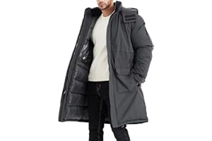 Rejork Men's Extra Long Parka Winter Coats Hooded Puffer Jacket Heavy Warm Water-resistant Outerwear Cold Weather