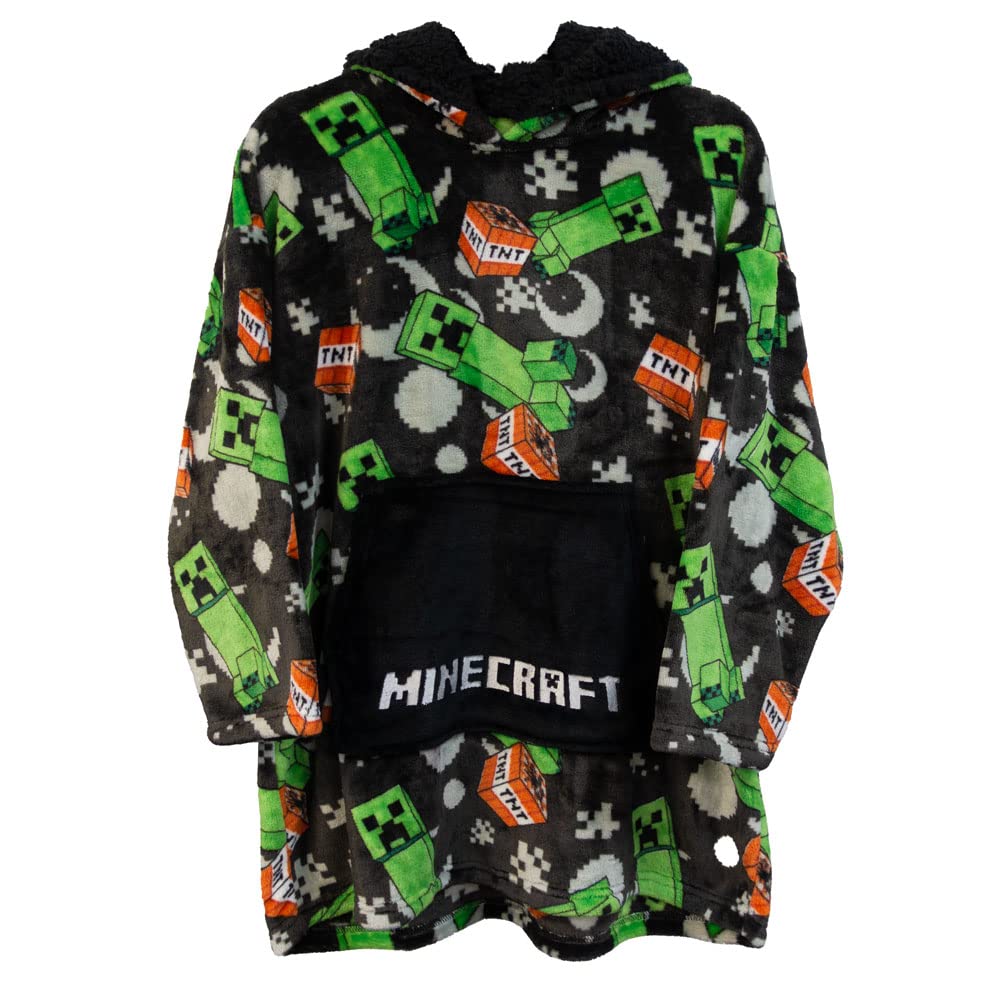 Bioworld Minecraft Creeper TNT Kids Snuggle Oversized Hoodie Blanket Snoodie