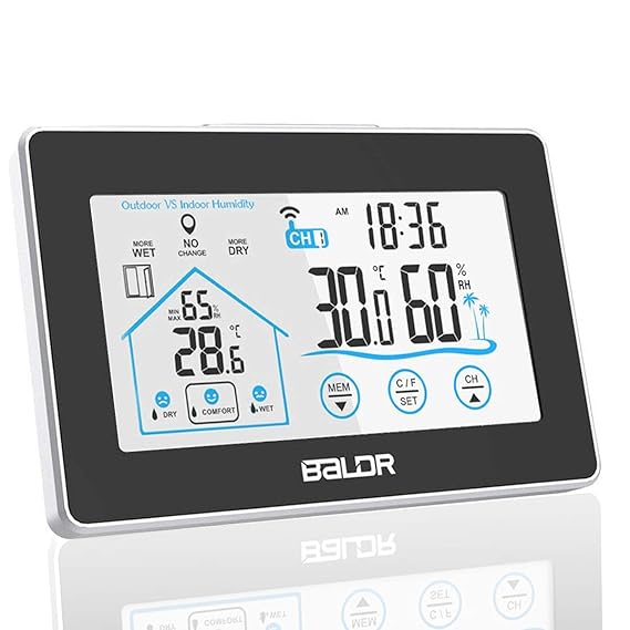 TEKFUN Wetterstation Funk mit Außensensor Wettervorhersage, Digital Thermometer-Hygrometer für Innen und außen, mit Uhrzeitan