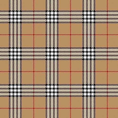 Tan Black Red Plaid Flannel Fabric Sold By the Yard