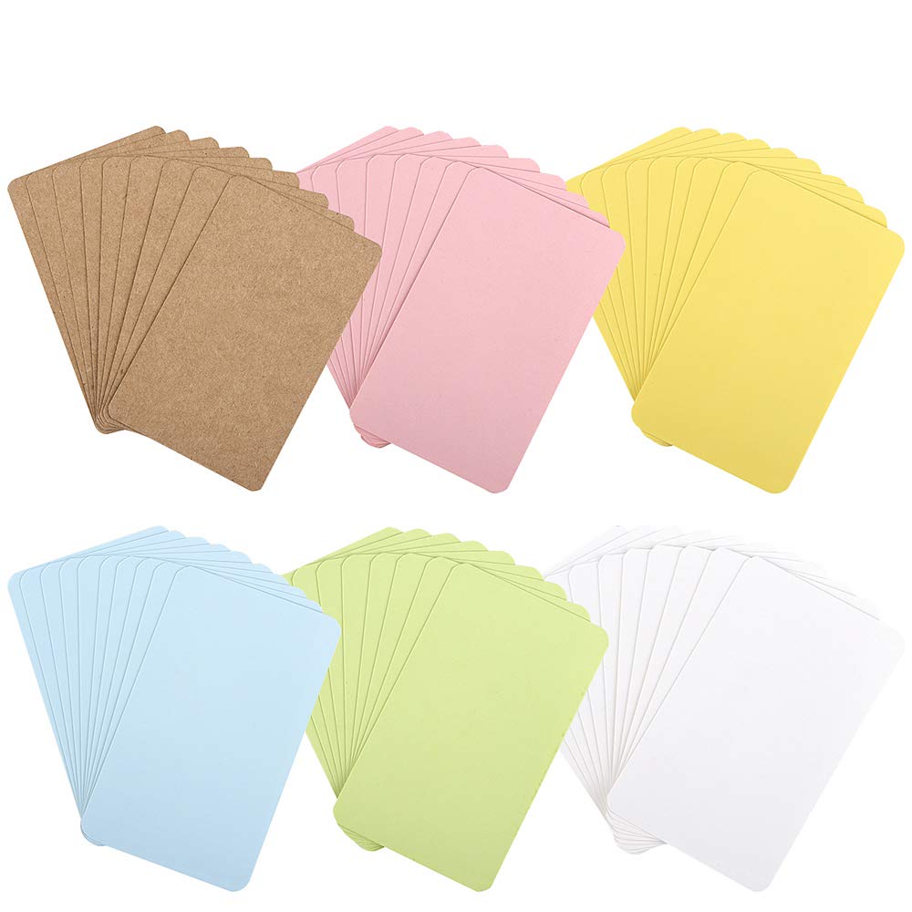 Photo 1 of 100pcs 3.54"x2" Blank Kraft Paper Business Card, Words Message Notes paper Tags, Mini Craft Cardboard Festival gifts - 6 colors