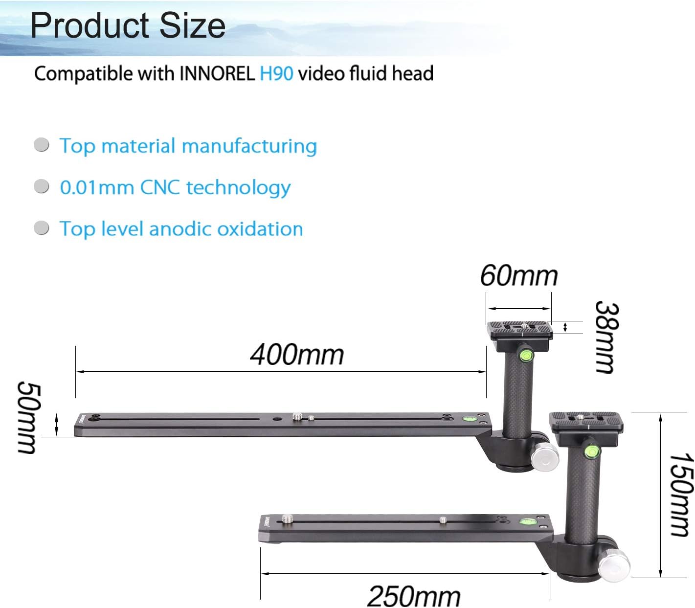 Telephoto Long-Focus Lens Bracket Clamping Pillar Camera Support Holder Nodal Slide Plate for Hydraulic Tripod Head (400mm) - Image 4