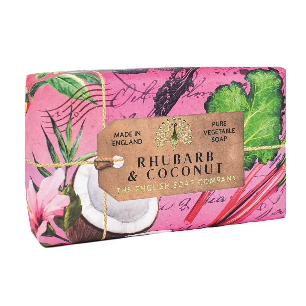 The English Soap Company Rhubarb & Coconut Anniversary Collection Wrapped Soap Bar 190g