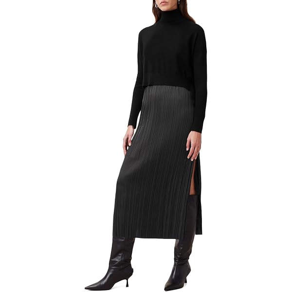 allsaints jinx pleated dress AllSaints Women's Dresses Jinx Pleated Dress Jinx Taupe Brown XS at Amazon  Women's Clothing store