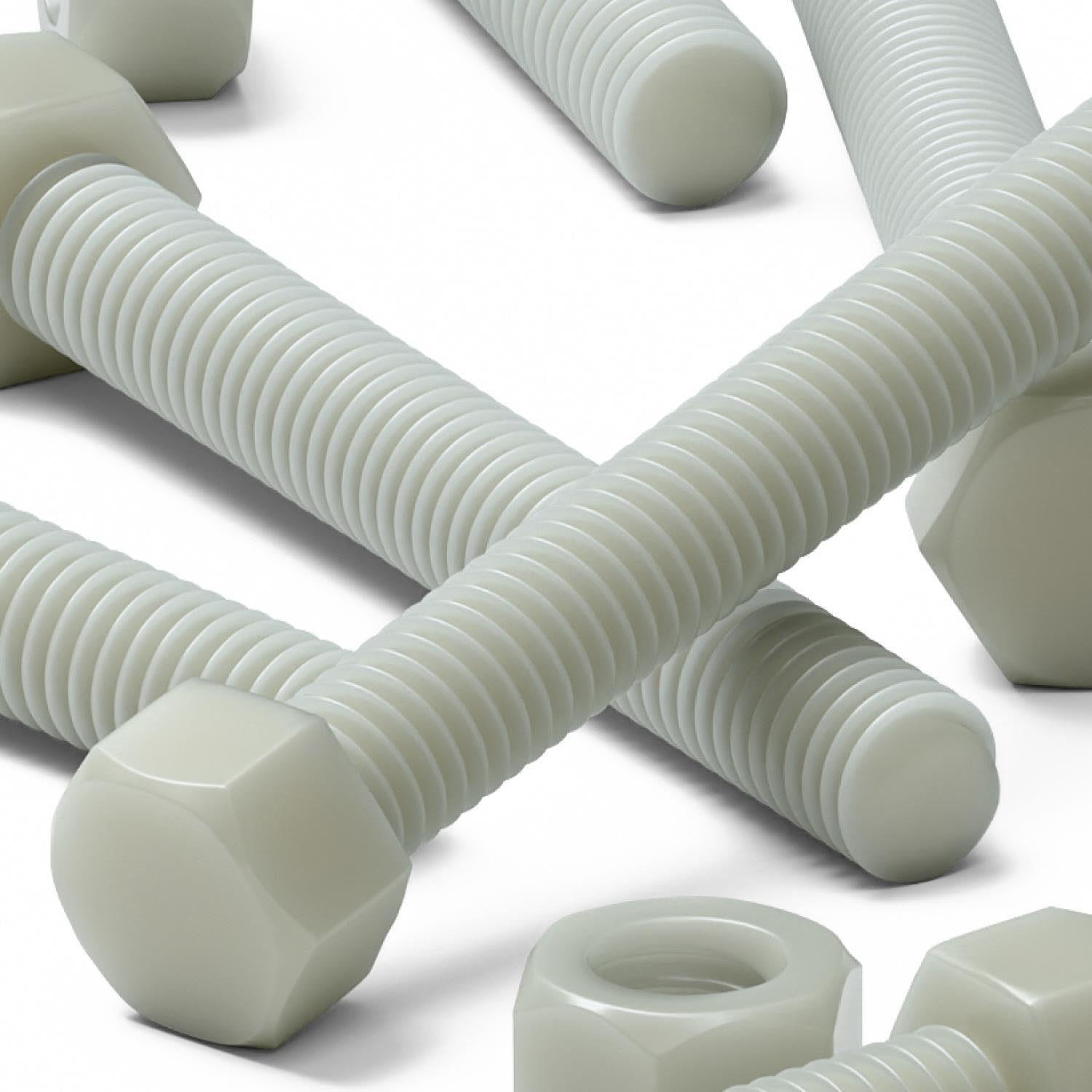 50 x Glass Filled Reinforced Super Nylon Hex Head, M5 x 40mm, Plastic Nuts and Bolts, Washers, Hexagon