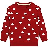 DDSOL Toddler Girls Heart Sweatshirts Valentine Sweatshirt Crewneck Ruffle Long Sleeve Kids Girls Heart Shirts Tops 2-7 Years