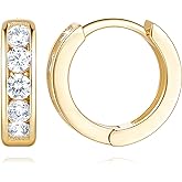 Eterbeau 14K Gold Huggie Hoop Earrings for Women Small Gold Hoop Earrings Hoops Earring with Round Cubic Zirconia 12mm 30mm