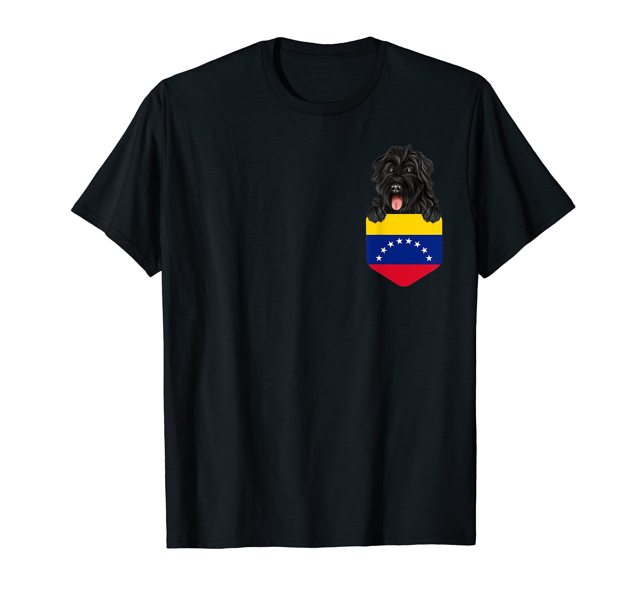Venezuela Flag Bouvier des Flandres Dog In Pocket T-Shirt