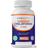 Vitamatic Melatonin 5 mg, Natural Berry Flavor, 365 Fast Dissolve Tablets | Sleep Health Support*, 1 Year Supply, Gluten Free, Made in USA