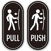 RAMIEYOO Designer Push Pull Signs - 6 Pack, Vertical Decal Self-Adhesive, Black/White Vinyl Sticker for Glass and Other Side Doors in Business, Stores, Cafes, Shops