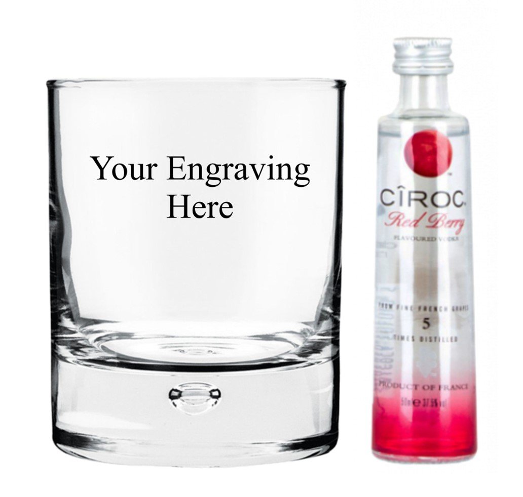 Personalised Engraved 10oz Heavy Bubble in base glass, with 50ml