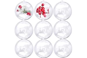 7QUEEN 80mm/3.15inch=10PCS Large Clear Ball Ornaments, Big Fillable Christmas Balls Shatterproof Ornament Baubles for DIY Crafts Christmas Wedding Party Decor
