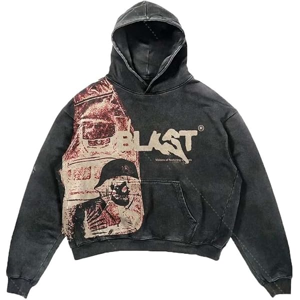 Retro Y2K Hoodie Gothic Casual Alphabet Blast Print Pattern