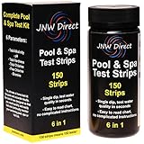 JNW Direct 6 in 1 Pool & Spa Test Strips, Best Kit for Accurate Water Quality Testing for Home Swimming Pools, Hot Tubs and Salt Water, 150 Strip MEGA PACK