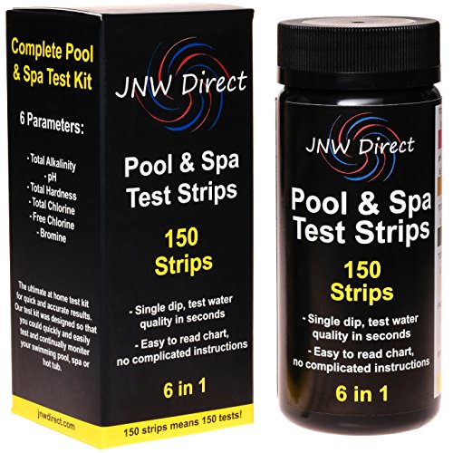 JNW Direct 6 in 1 Pool & Spa Test Strips, Best Kit for Accurate Water Quality Testing for Home Swimming Pools, Hot Tubs and Salt Water, 150 Strip MEGA PACK