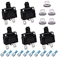 mxuteuk 5Pcs 15Amp Circuit Breakers Push Button Manual Reset 125/250V AC 32V DC,Overload Protector Switch Thermal Circuit Breakers with Quick Connect Terminals and Waterproof Button Caps ST1-5-15A