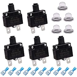 mxuteuk 5Pcs 15Amp Circuit Breakers Push Button