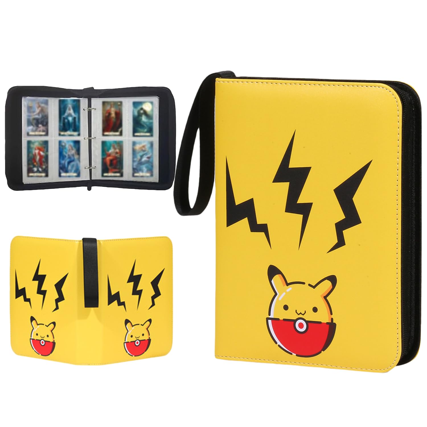 ZHUIYIWIN 4 Pocket Trading Card Binder,400 Pockets Card Binder Folder, PU Leather Card Folder Trading for MTG Sports Baseball TCG Football Basketball Cards ((Ball Mouse, 4-Pocket)