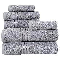 See Bedford Home 100% Cotton Hotel 6 Piece Towel Set - Silver Details