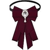 Gsyziux Rhinestone Bow Tie for Women and Girls, Adjustable Pre-tied Womens Bow Ties Sparkly Women's Bowtie for Party Uniform