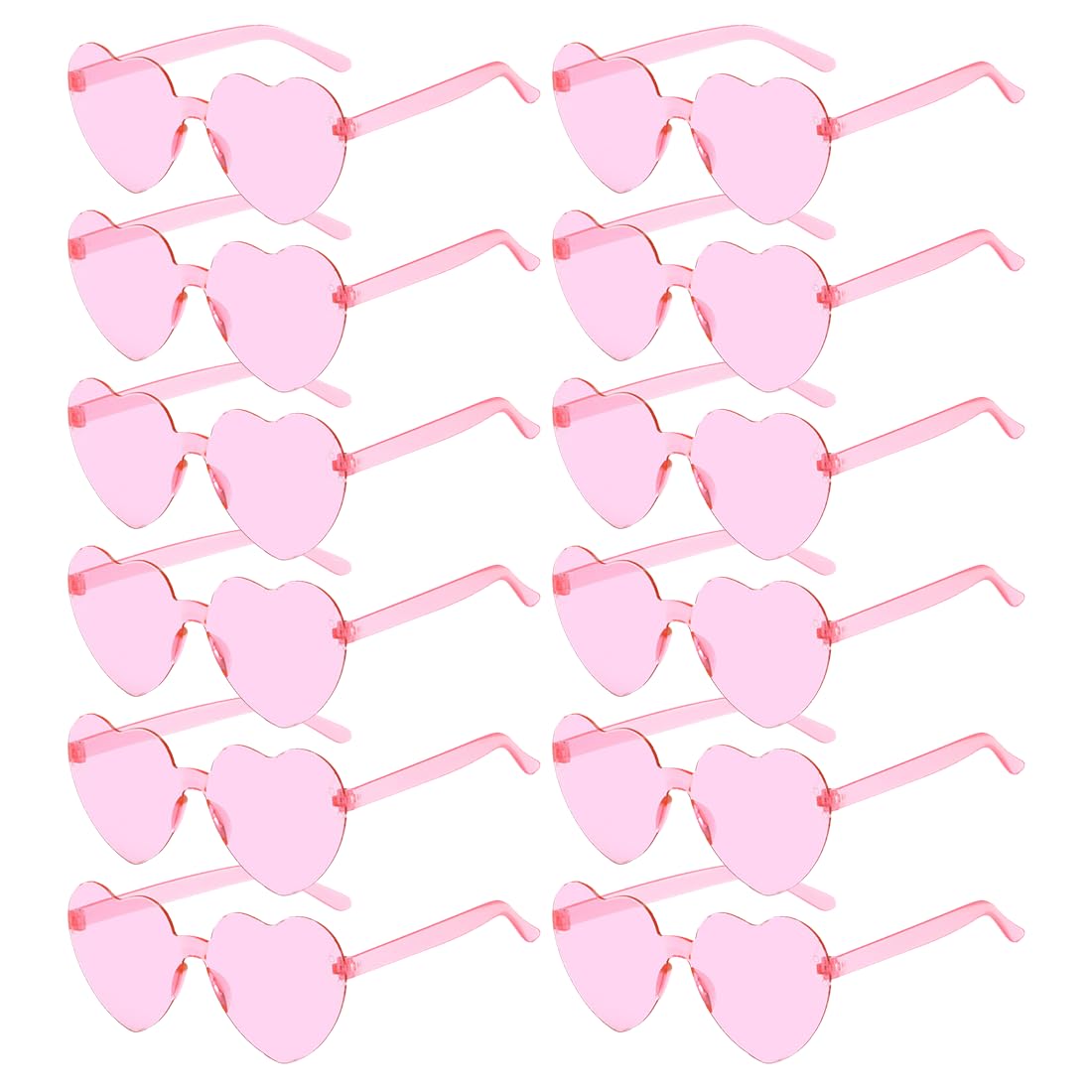 Springlot Heart Party Glass, Pink, 12 Pairs Heart-Shaped Sunglasses, Funny Carnival Photo Props for Birthday