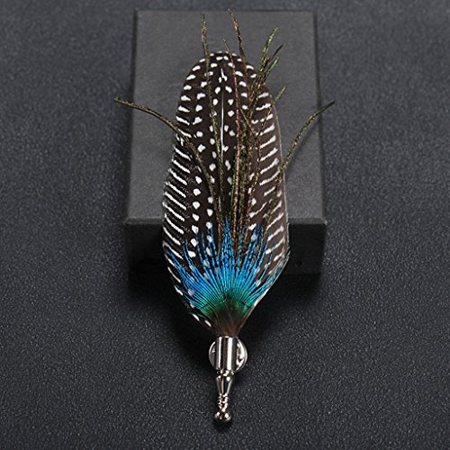 SunniMix Vintage Peacock Feather Brooch Lapel Pin Men Women Shirt Suit Wedding Accessory - Coffee - Thumbnail 3