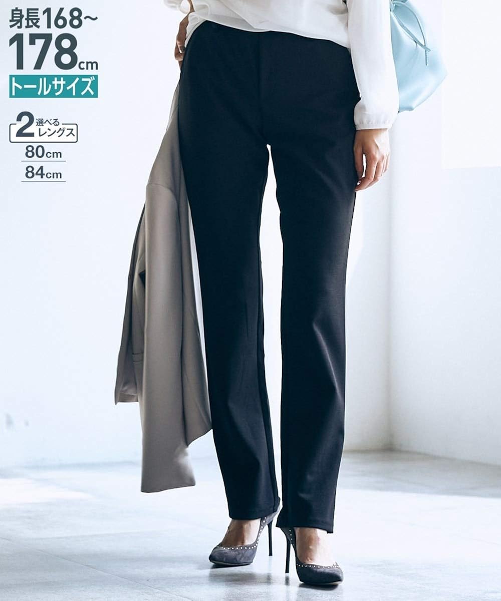 Nissen ニッセン トールサイズ きれいめカットソーストレートパンツ 股下８４ｃｍ 黒 Ltt ロングパンツ 通販 Amazon