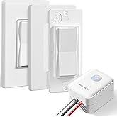 SURAIELEC 3 Way Wireless Light Switch and Receiver Kit, Decorator Rocker Wall Switch, 15 AMP, 100FT, No Wiring No WiFi, Remot