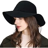 Jeff & Aimy Womens 100% Wool Felt Fedora Hat Wide Brim Floppy/Porkpie Style