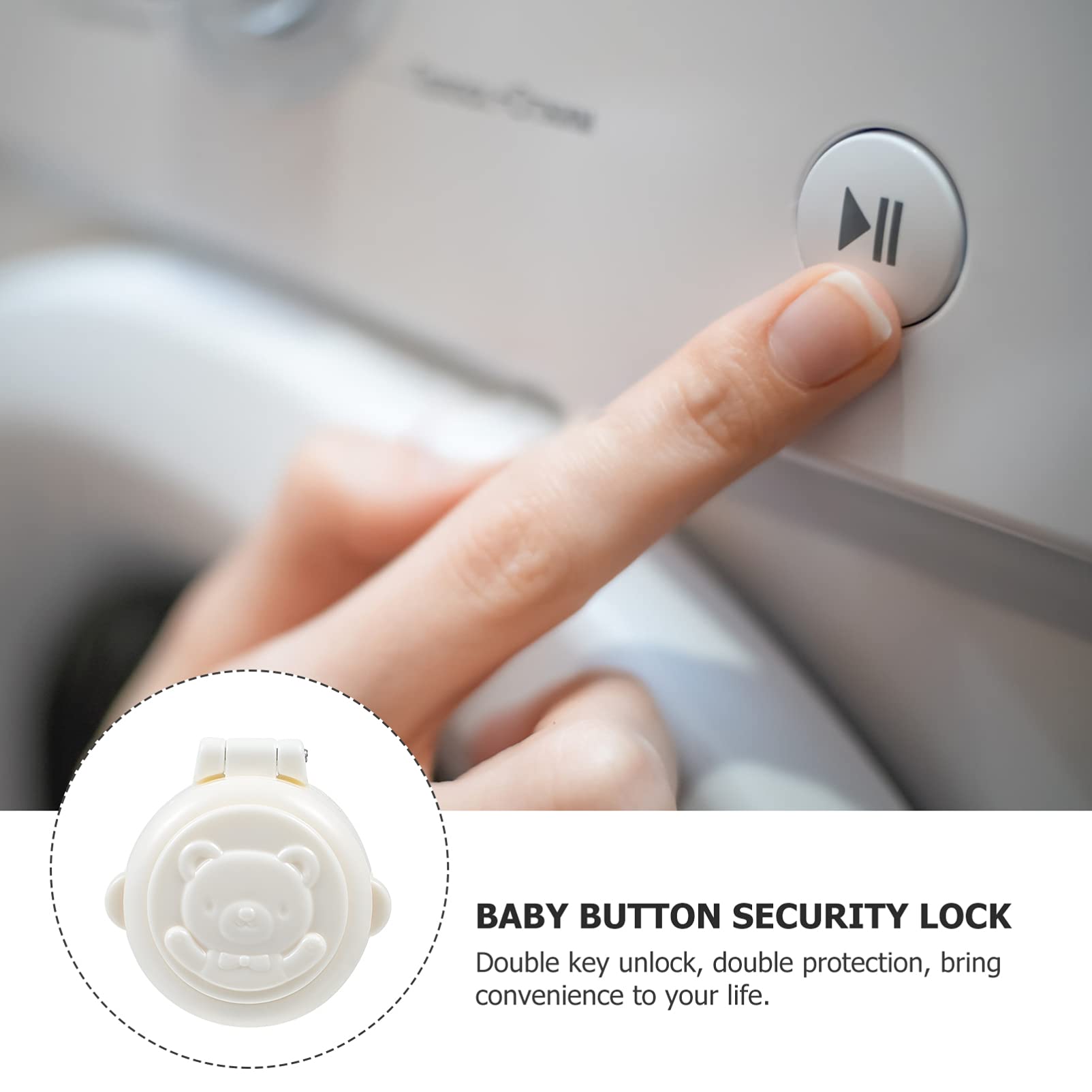 DOITOOL 4 Pcs Child Proof Button Covers, Washing Machine Button Covers Child Lock, Gas Stove Child Safety Knob Locks, Baby Proof Button Cover, Prevent Pressing Device for Stove Refrigerator Washer
