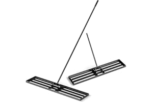 Goplus Lawn Leveling Rake, 46" x 10" Heavy Duty Level Lawn Tool w/ Ergonomic Handle for Soil, Effort-Saving Landscape Rake fo