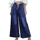 UQJE Women's Wide Leg Jeans Baggy Denim Pants High Waisted Mom Jeans with Pockets