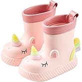 GUAGUA PRINCE Kids Rain Boots for Girls, Toddler Animals Rain Boots with Non-Slip Sole, Waterproof EVA Rain Shoes with Handles for Easy On, Cute Lightweight Rain Footwear