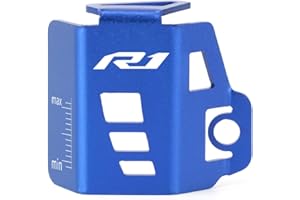 Mokiton Motorcycle Rear Brake Fluid Reservoir Pump Oil Cap Guard Cover Compatible With YAMAHA YZF R1 2009-2023 2024 2025 | Gas Tank Protectors YZF-R1 YZF R1M YZFR1 Accessories (blue)