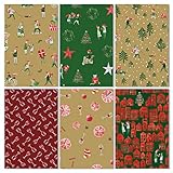 Golden Gift Wrapping Paper Set - 6 Rolls Bundle of Wrap Paper Size 30" x 120" per Roll - Gift Joy Theme with 6 Special Designs