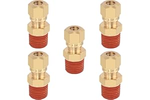 HASAOMOI 5PCS Air Brake Nylon Tubing Brass Union Straight Joint DOT Approved 1/4" Tube OD x 1/4" NPT Thread Air Line Adapter Air Suspension Kit for Truck Trailers and Air Brake System