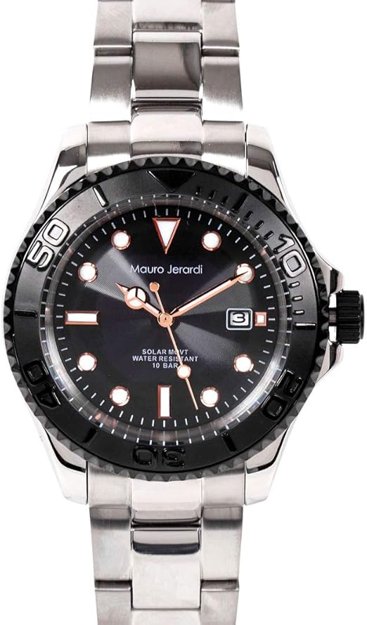 Amazon Co Jp Mauro Jerardi Mj061 1 Solar Men S Watch Analog Three Hand Quartz Date Calendar Water Resistant To 10 Atm Wrist Watches