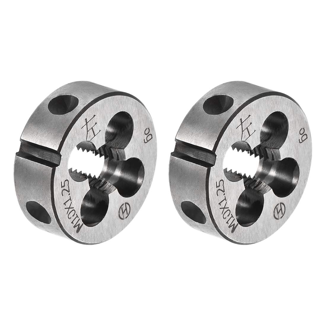 sourcing map M10 X 1.25 Metric Round Die, Machine Thread Left Hand Threading Die, Alloy Tool Steel Screw Thread Cutting Die, 2pcs
