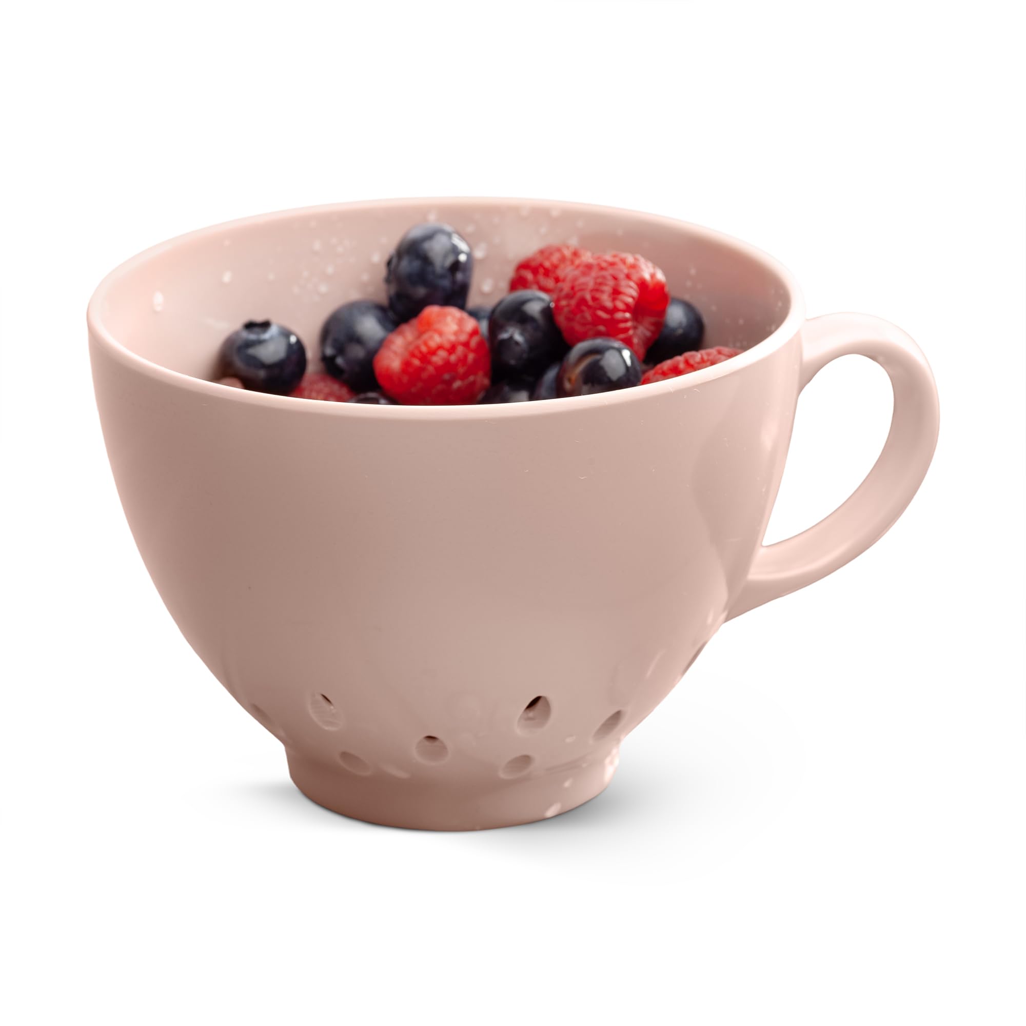 Zeal Berry Colander Cup, Small Hand-held Cup Shape Melamine Strainer/Sieve, for Washing & Draining Fruits, and Berries (10cm) - Rose Pink