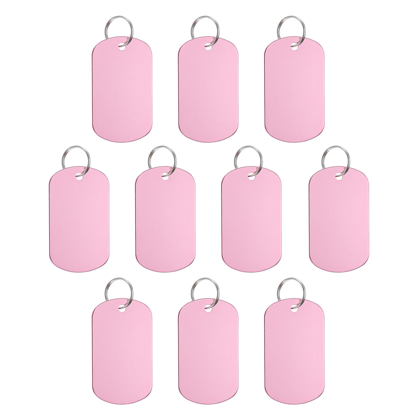 PATIKIL Aluminum Stamping Blanks, 15Pcs Rectangle Metal Engraving Blank Discs Sublimation ID Name Tags Dog Tag with Key Rings for DIY Craft Engraving, Pink