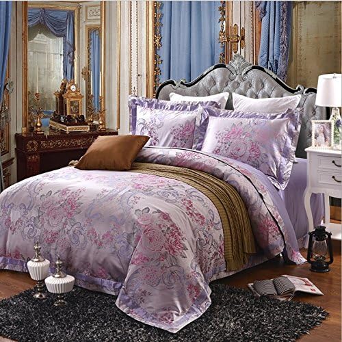 CUSHIONLIU 100% Silk 28 Mummin Blockbuster Without Stitching The Silk Quilt Cover Bed Linen Package , Violets , 2.0M(6.6 -Foot) Bed