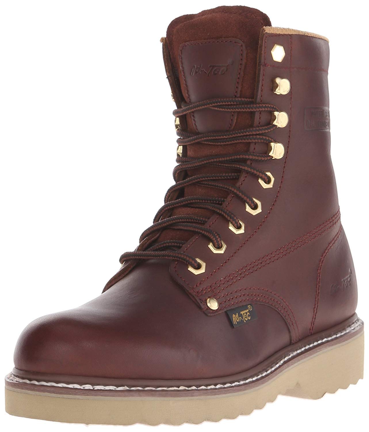 Ad Tec Mens 8 Inch Farm Work Boot, Full Grain Leather Upper with Plain Soft Toe Speed Lace up Vamp a