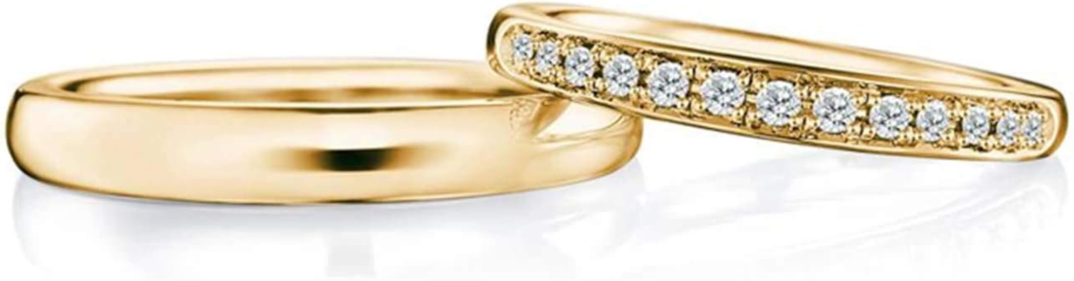 Original engagement rings & wedding rings images: 18 carat wedding rings Bishilin Gold Rings Pair 18 Carat Gold Round 3 mm 3.5 mm Engagement