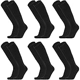Looknniy 6 Pairs Mens Soccer Socks Stretchy Knee High Tube Colorful Football Athletic Team Socks for Men